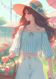 flower field cute girl anime 02
