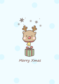 Reindeer and Present -blue- dot