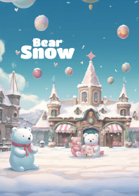 cute bear in snow town