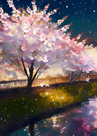 Beautiful night cherry blossoms#2805