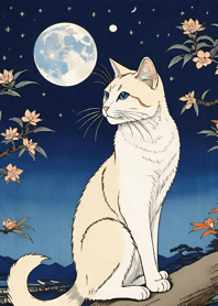 Cat under the Moon 32201b