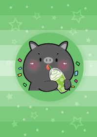 Simple Black Pig Love Green Theme