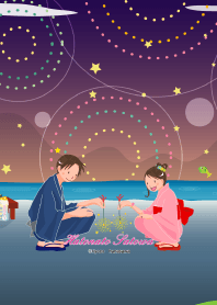 男孩和女孩和烟花爆竹 【夏天】+
