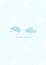 Hedgehog and Shark* -blue- pop dot