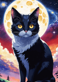 Night Moon Star Cat F67A4f