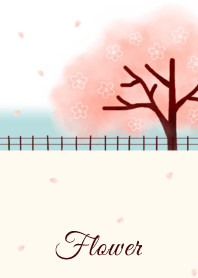 Flower007-2 Cherry blossoms/B Green/Pink