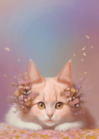 Cat and flowers pQnQ0