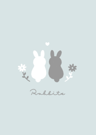 兔子和花 /light blue
