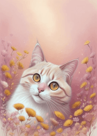 Cat and flowers 8zxPT