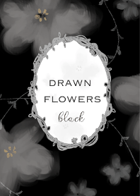 Drawn flowers black