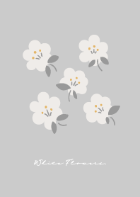 White Flowers Pattern-Gray