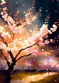 Beautiful night cherry blossoms#162