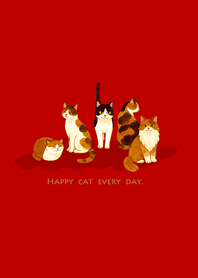 喜歡相聚在一起的貓-紅色