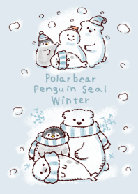 簡單的 北極熊 企鵝 海豹 冬天 白色 藍色
