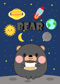 Cute Black Bear In Galaxy Theme