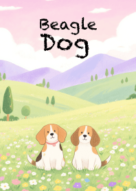 Cute Beagle Dog in Garden Theme