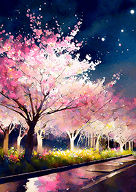 Beautiful night cherry blossoms#64