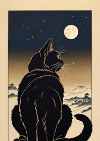 月の下の猫 F23944
