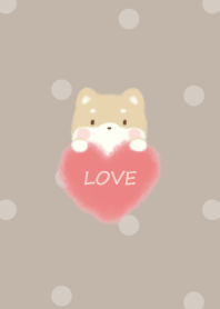 mokomoko heart -Shibainu- mocha dot