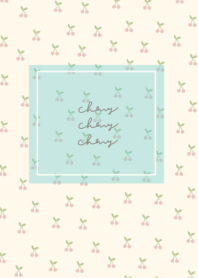 cherry pattern /ivorygreen