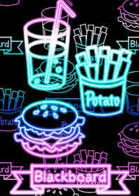 Blackboard -Flashy neon food-
