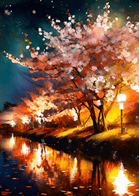 Beautiful night cherry blossoms#2732