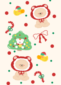 Red bear wearing a hat