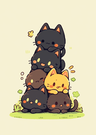 黑貓疊疊樂(插畫風)