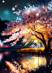 Beautiful night cherry blossoms#1012
