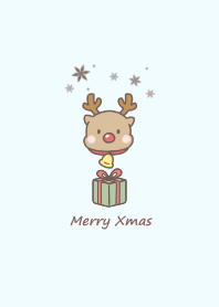 Reindeer and Present -blue-