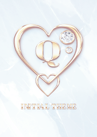 【 Q 】 Heart Charm & Initial - Blue G