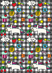 (Happy unicorn x black check)