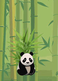 Panda in the bamboo forest on mossgreenJ