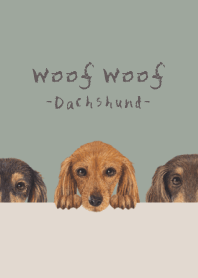 Woof Woof - dachshund L - GREEN GRAY