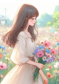 Minimal girl flower garden 467