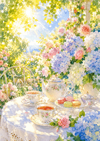 Blue Sunny Floral Tea Time