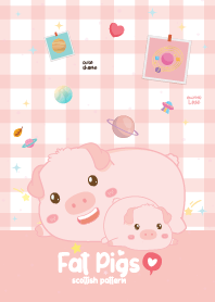 หมูอ้วน ลายสก๊อต สีซอฟท์พิ้งค์