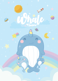 ปลาวาฬ สายรุ้ง ยูนิคอร์น สีท้องฟ้า