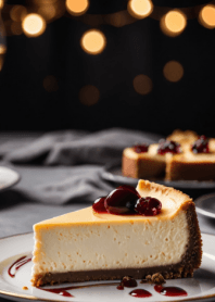 Cheesecake with strawberry sauce