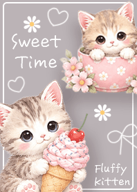 Greige Fluffy Kitten Sweet Time