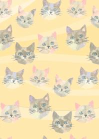 Whimsical Cats2 on brown & yellow