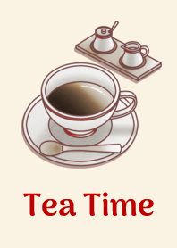 ティータイム【ベージュ×赤色】002