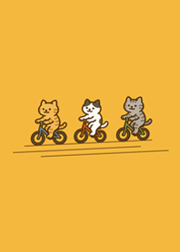 Cat riding a bicycle yellow