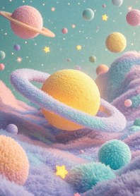 幻想的なピンク色の柔らかい絨毛の惑星宇宙