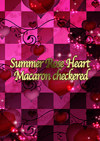 Summer Rose Heart Macaron checkered