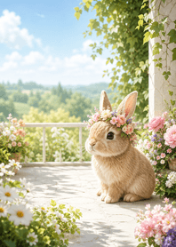 Blue Flower Crown Bunny Garden