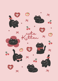 Cat Black Minimal : Pink Lover