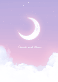 Cloud & Crescent Moon  - Purple & Pink 2
