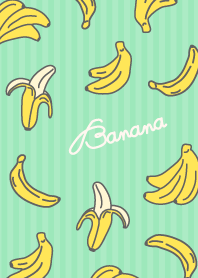 バナナ-エメラルドグリーン細ストライプ-