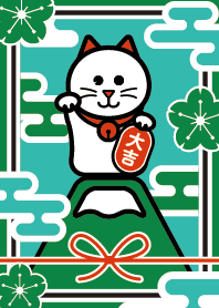 招き猫/緑色